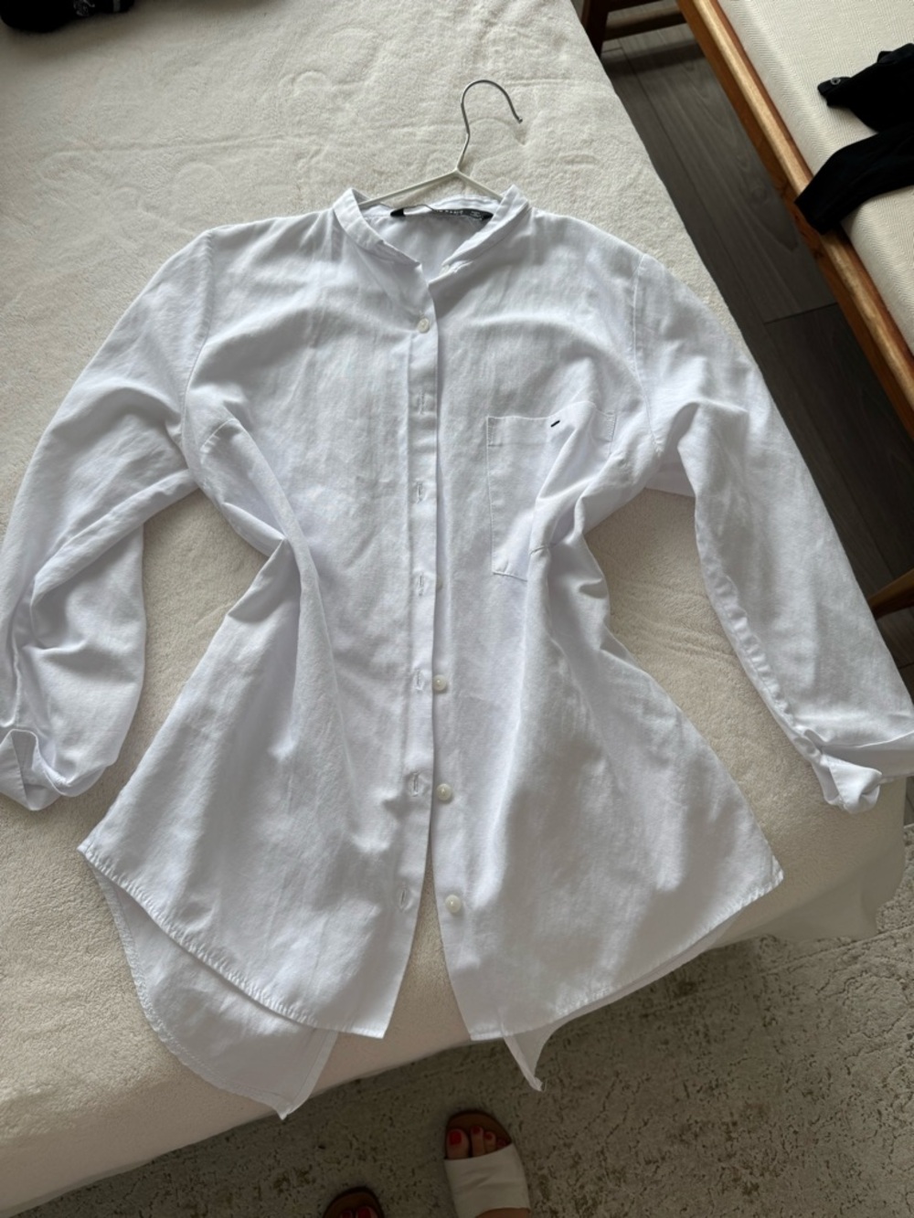 Zara White Long Sleeve Button-Up Shirt